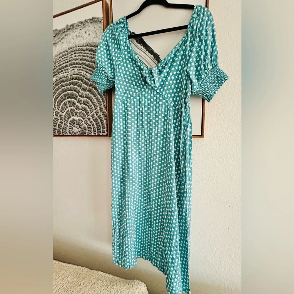 Mimi Chica Teal Floral Dress L - Picture 1 of 4